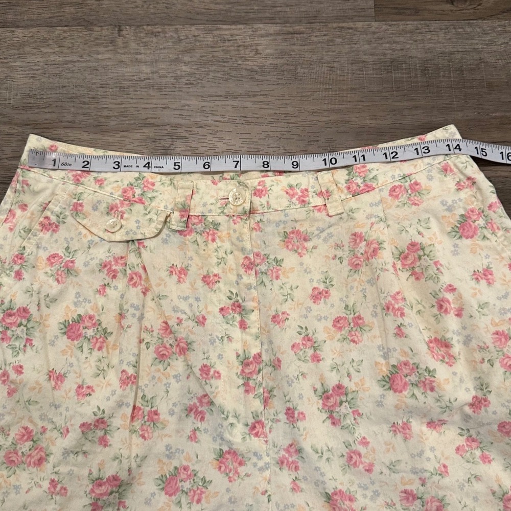 Vintage Lauren Ralph Lauren Floral Pleated High Rise Shorts Womens 8 Cotton - Picture 7 of 10